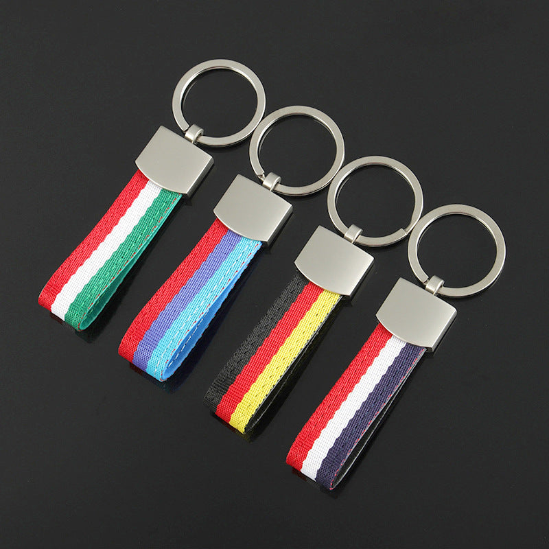 Custom Flag Nylon Braided Metal Keychain