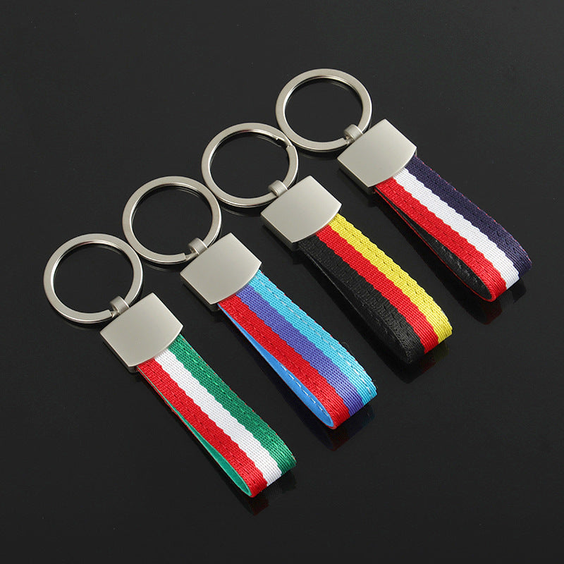 Custom Flag Nylon Braided Metal Keychain