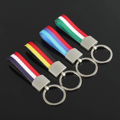 Custom Flag Nylon Braided Metal Keychain