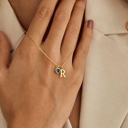 Custom Letter Heart Pendant Necklace