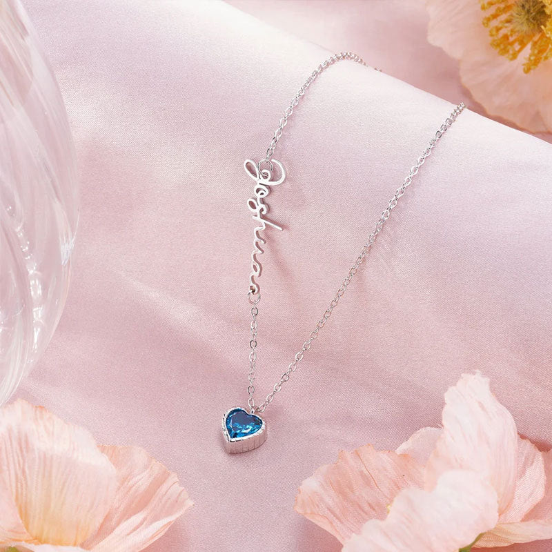 Custom Name Birthstone Heart Necklace