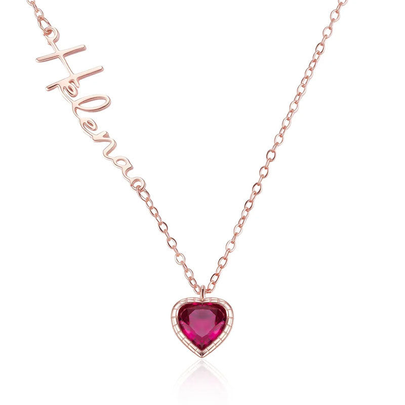 Custom Name Birthstone Heart Necklace
