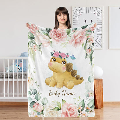 Custom Name Cartoon Flannel Blanket