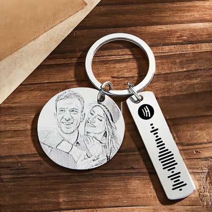 Custom Photo Engraved Keychain Stainless Steel Gift