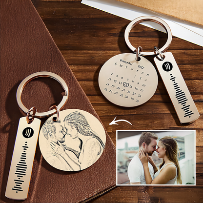 Custom Photo Engraved Keychain Stainless Steel Gift
