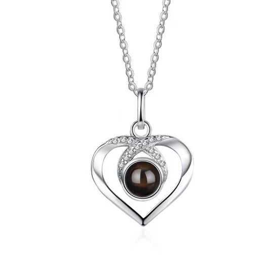 Custom Photo Projection Necklace with Multilingual Message