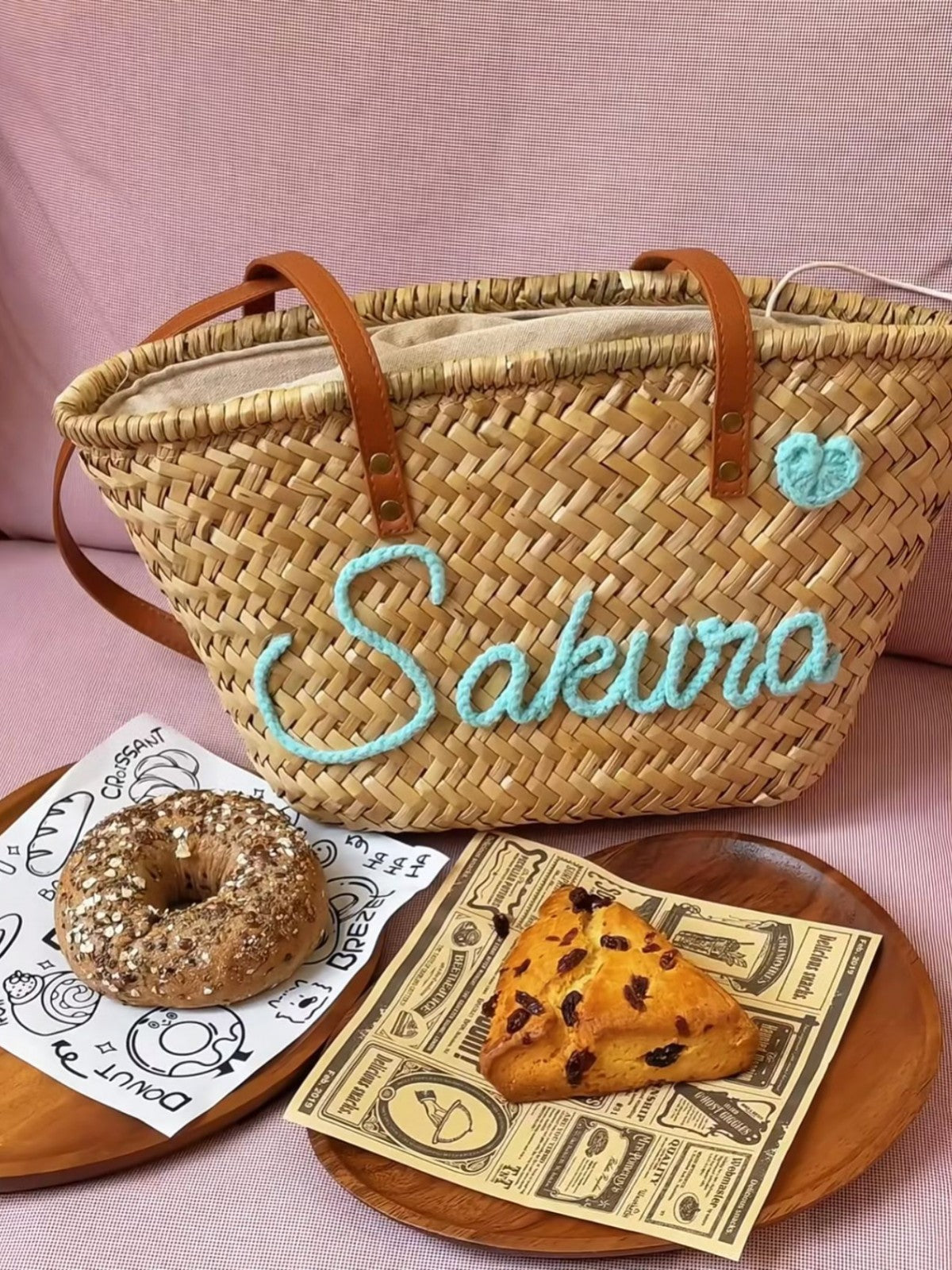 Custom Woven Straw Shoulder Bag