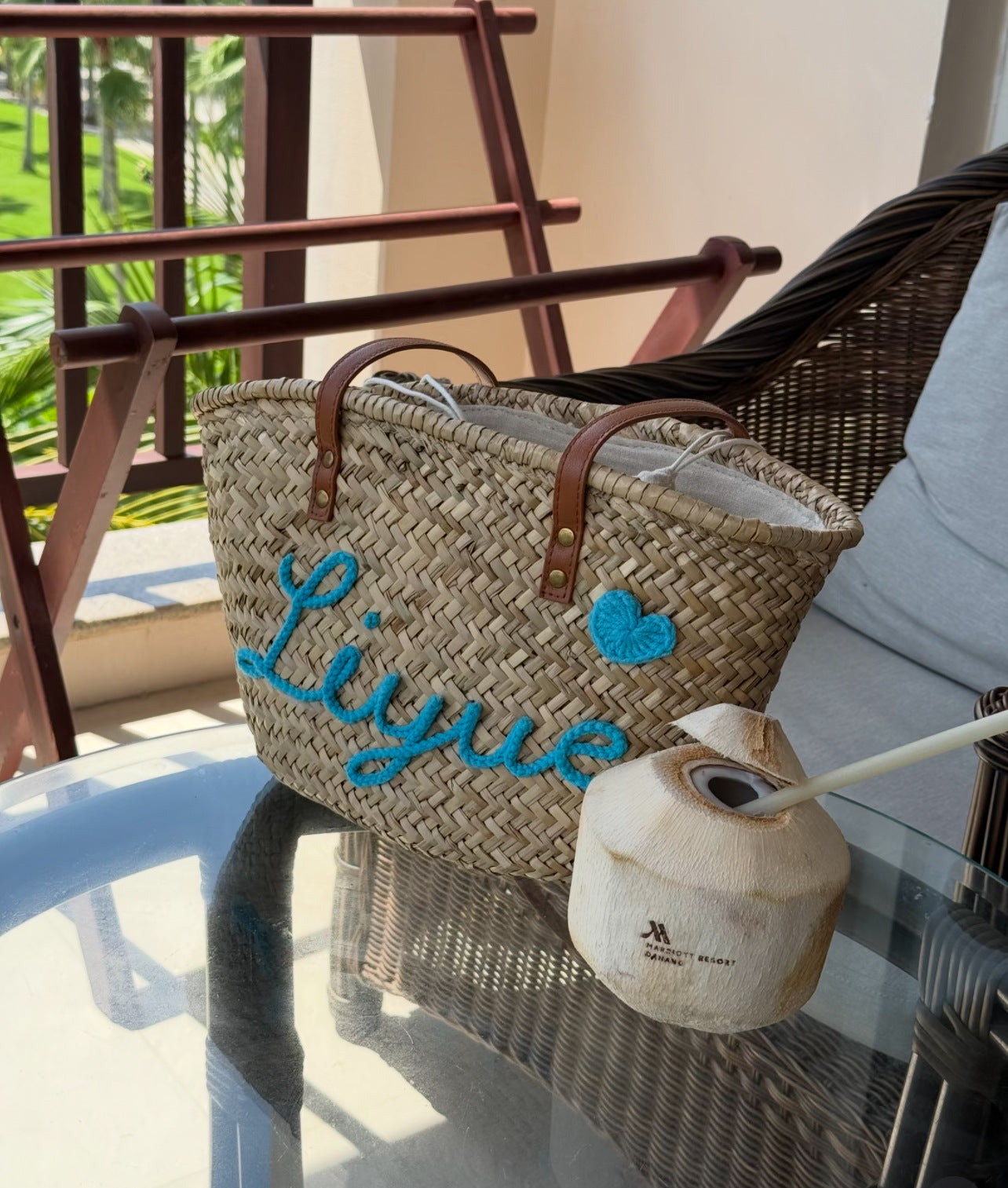 Custom Woven Straw Shoulder Bag