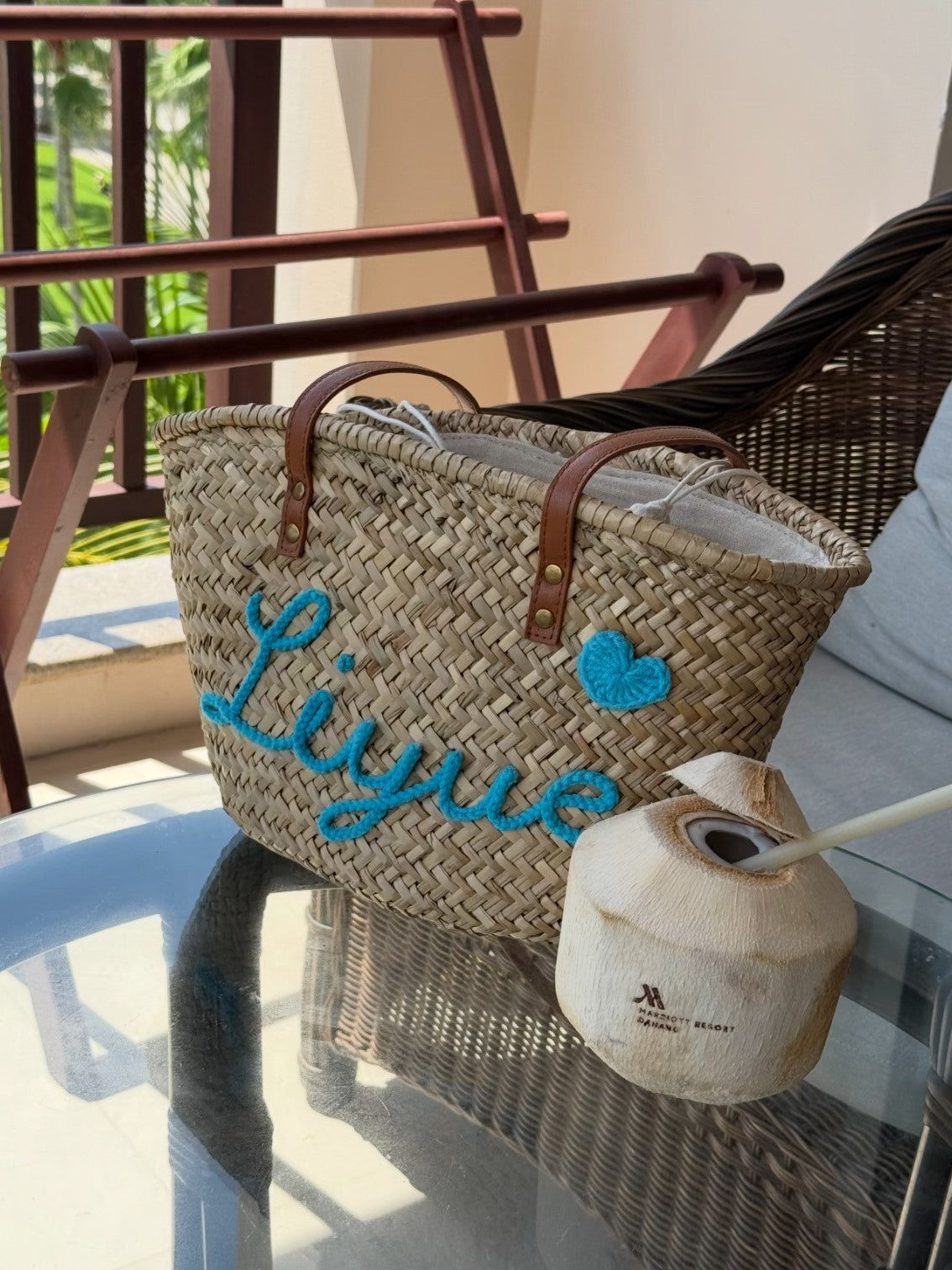 Custom Woven Straw Shoulder Bag