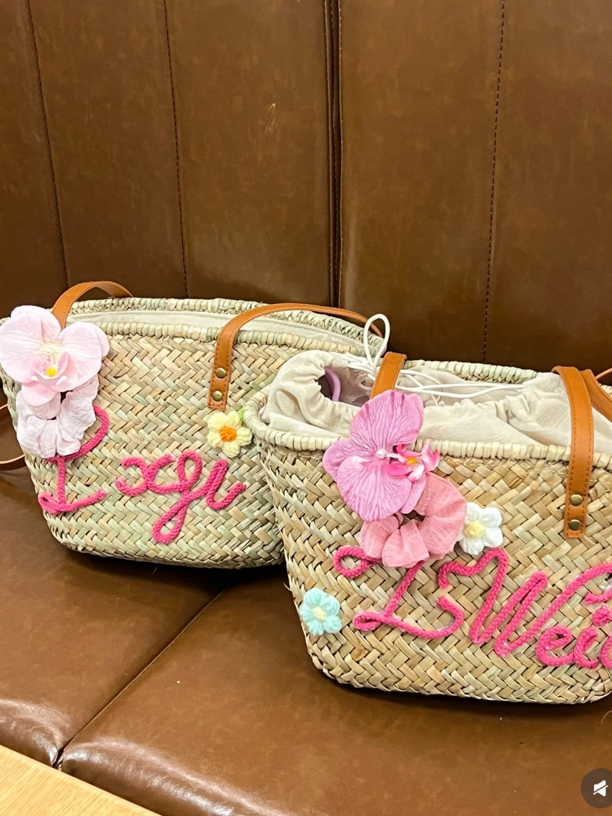Custom Woven Straw Shoulder Bag