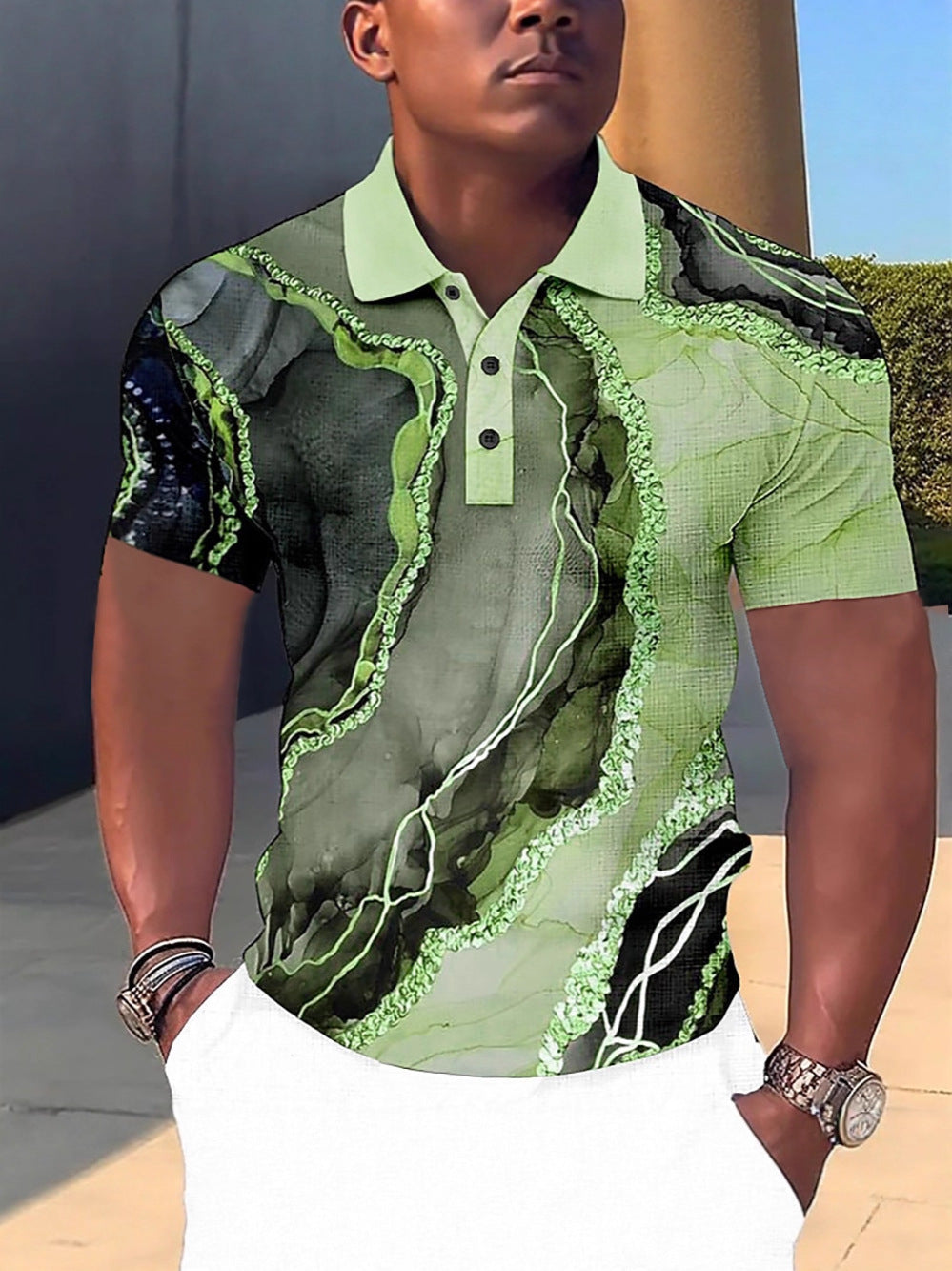 Customizable 3D Print Lapel Polo Shirt