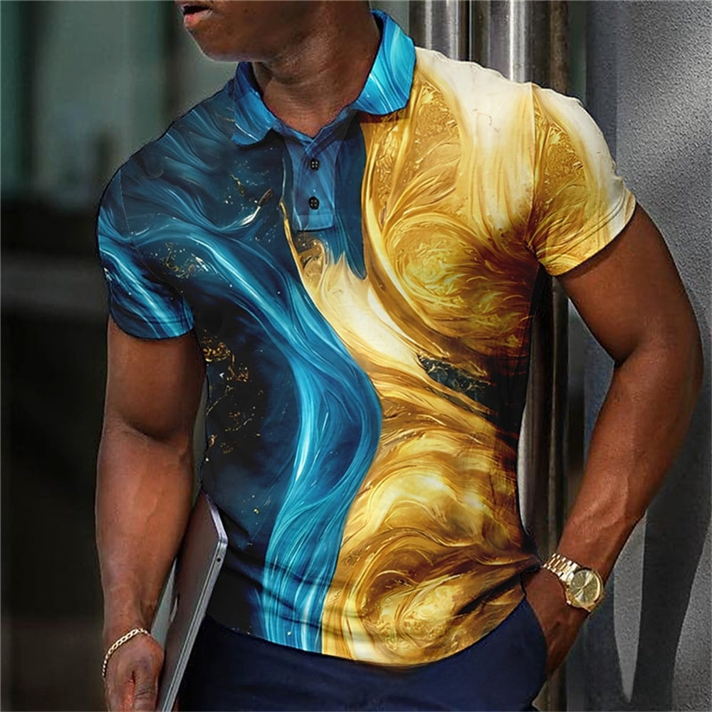 Customizable 3D Print Lapel Polo Shirt