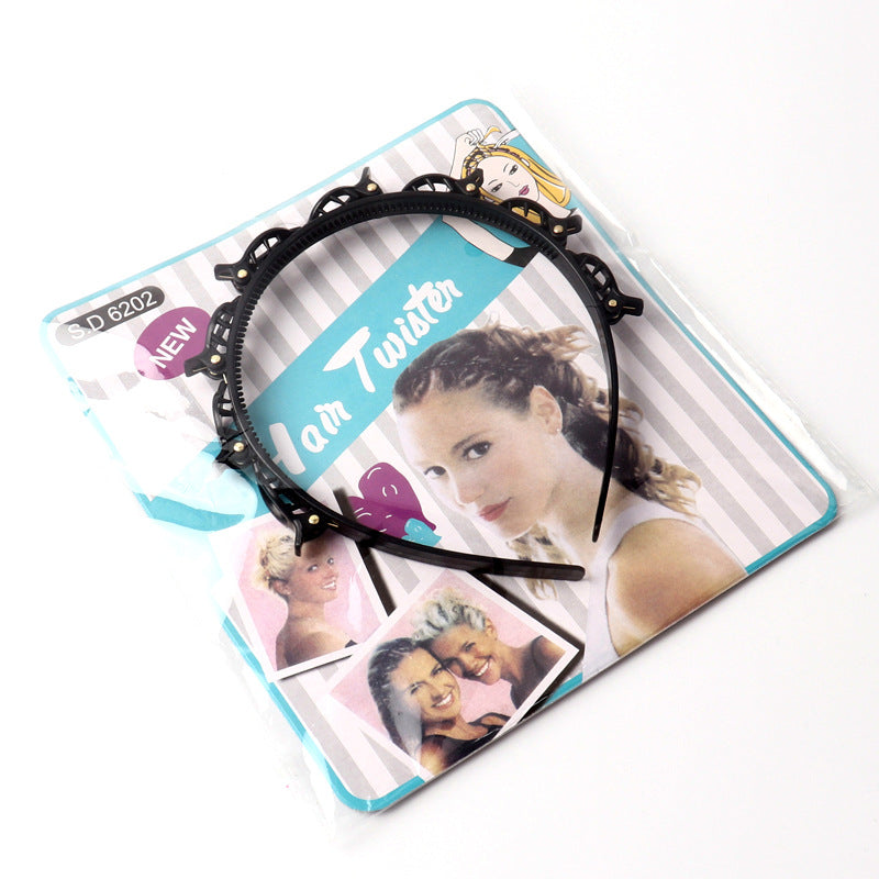 Cut Out Braided Headband Double-Layer Bangs Clip Hairband