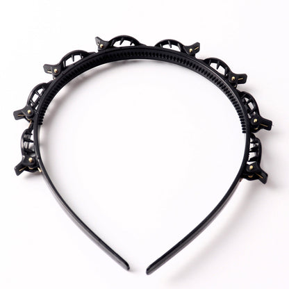 Cut Out Braided Headband Double-Layer Bangs Clip Hairband