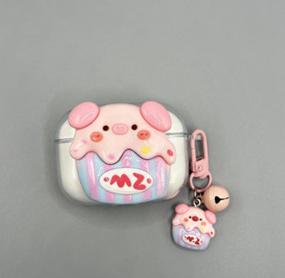 Cute 3D Pig AirPods Protective Case with Pendant