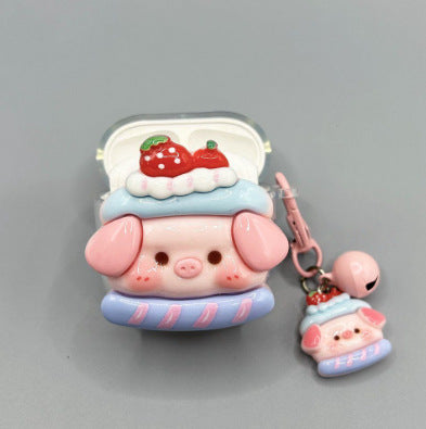 Cute 3D Pig AirPods Protective Case with Pendant