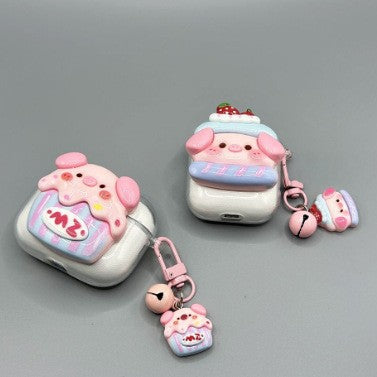 Cute 3D Pig AirPods Protective Case with Pendant