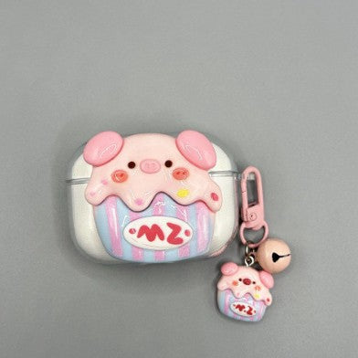 Cute 3D Pig AirPods Protective Case with Pendant