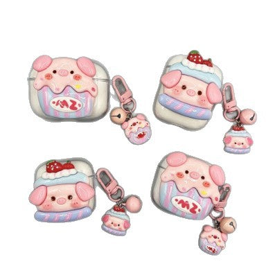 Cute 3D Pig AirPods Protective Case with Pendant
