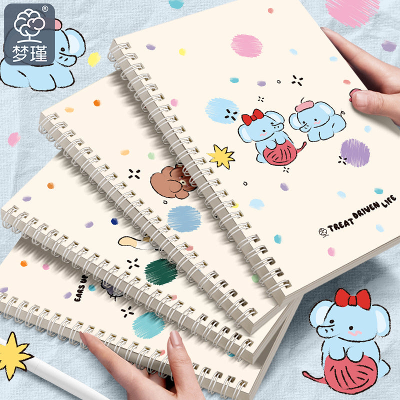 Cute Animal Coil Notebook with Hard Cover - A5/B5, 60 Sheetsd