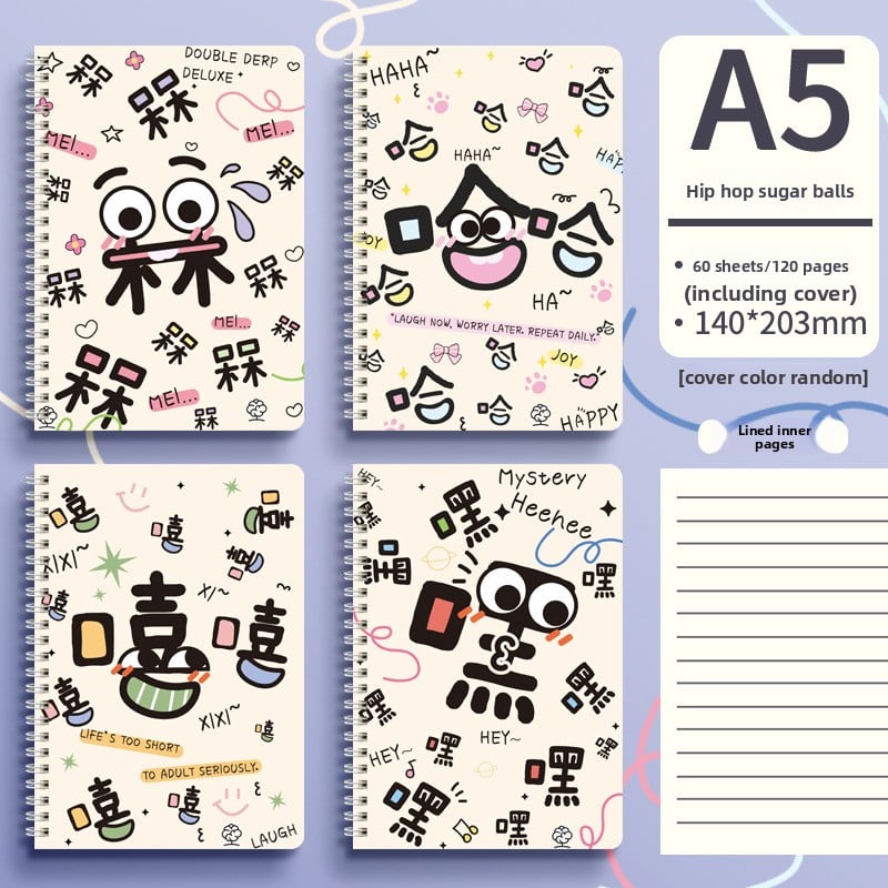 Cute Animal Coil Notebook with Hard Cover - A5/B5, 60 Sheetsd
