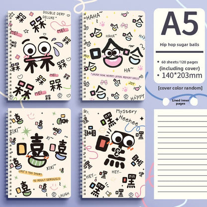 Cute Animal Coil Notebook with Hard Cover - A5/B5, 60 Sheetsd
