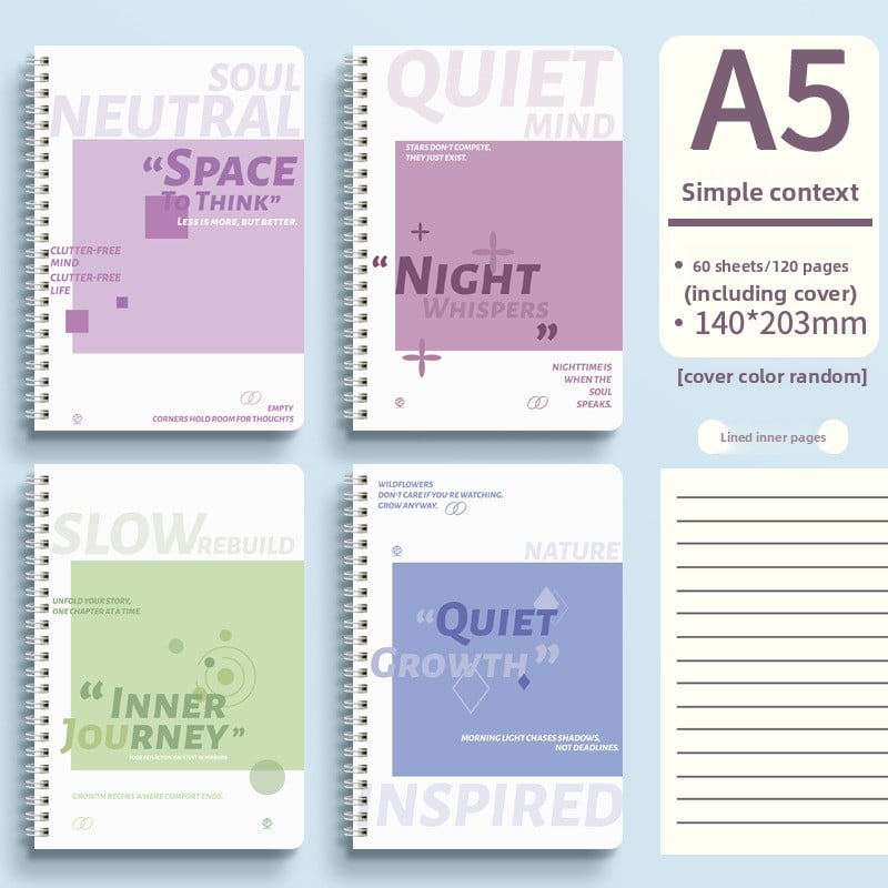 Cute Animal Coil Notebook with Hard Cover - A5/B5, 60 Sheetsd