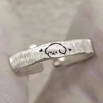 Cute Animal Open Ring Brushed Band