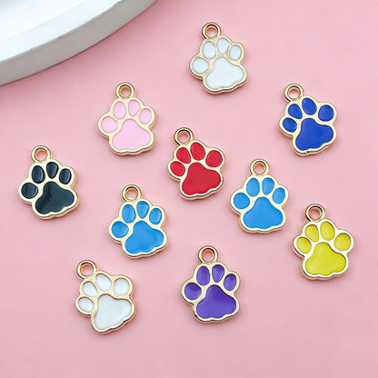 Cute Animal Paw Print Alloy Enamel Charms