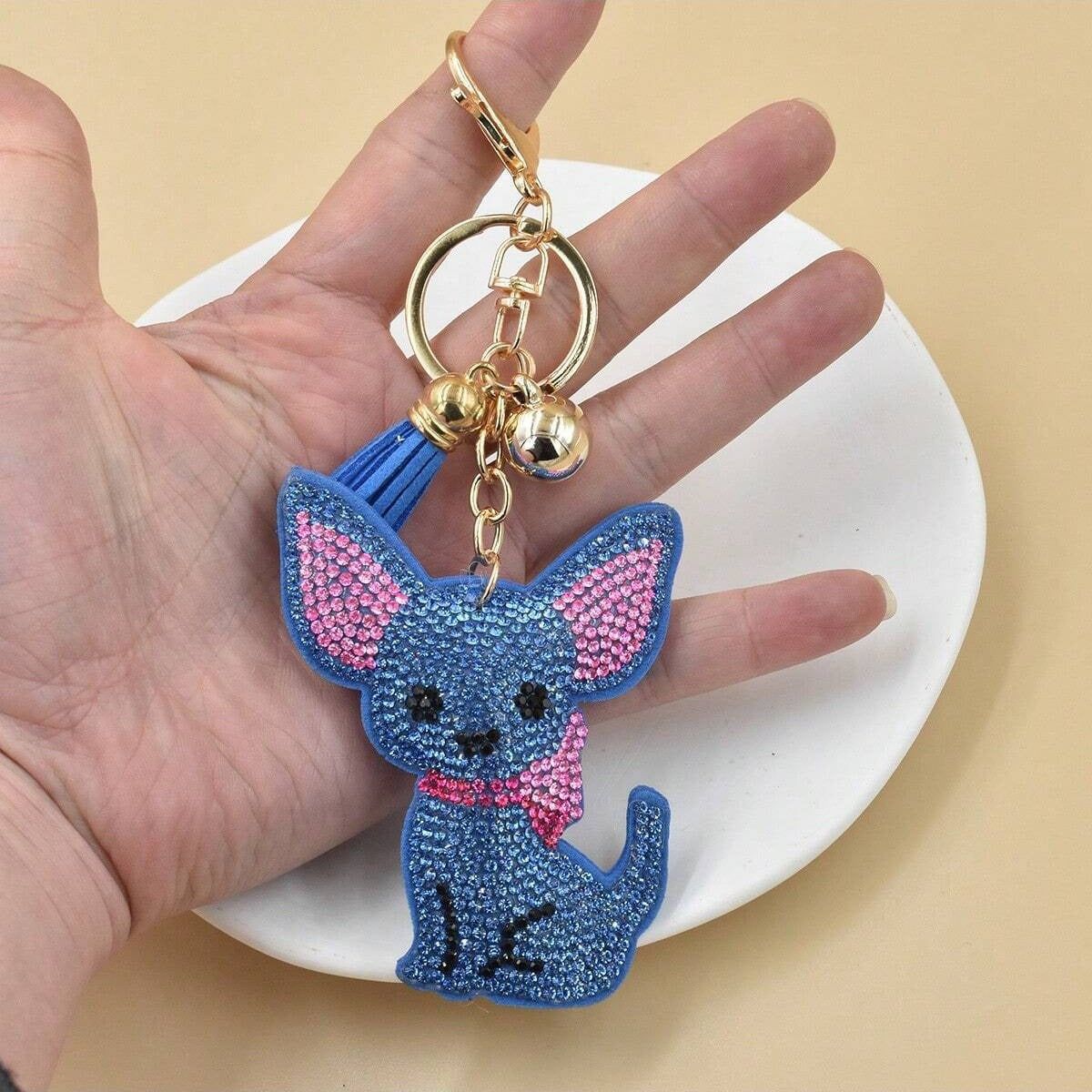 Cute Animal Rhinestone Keychain