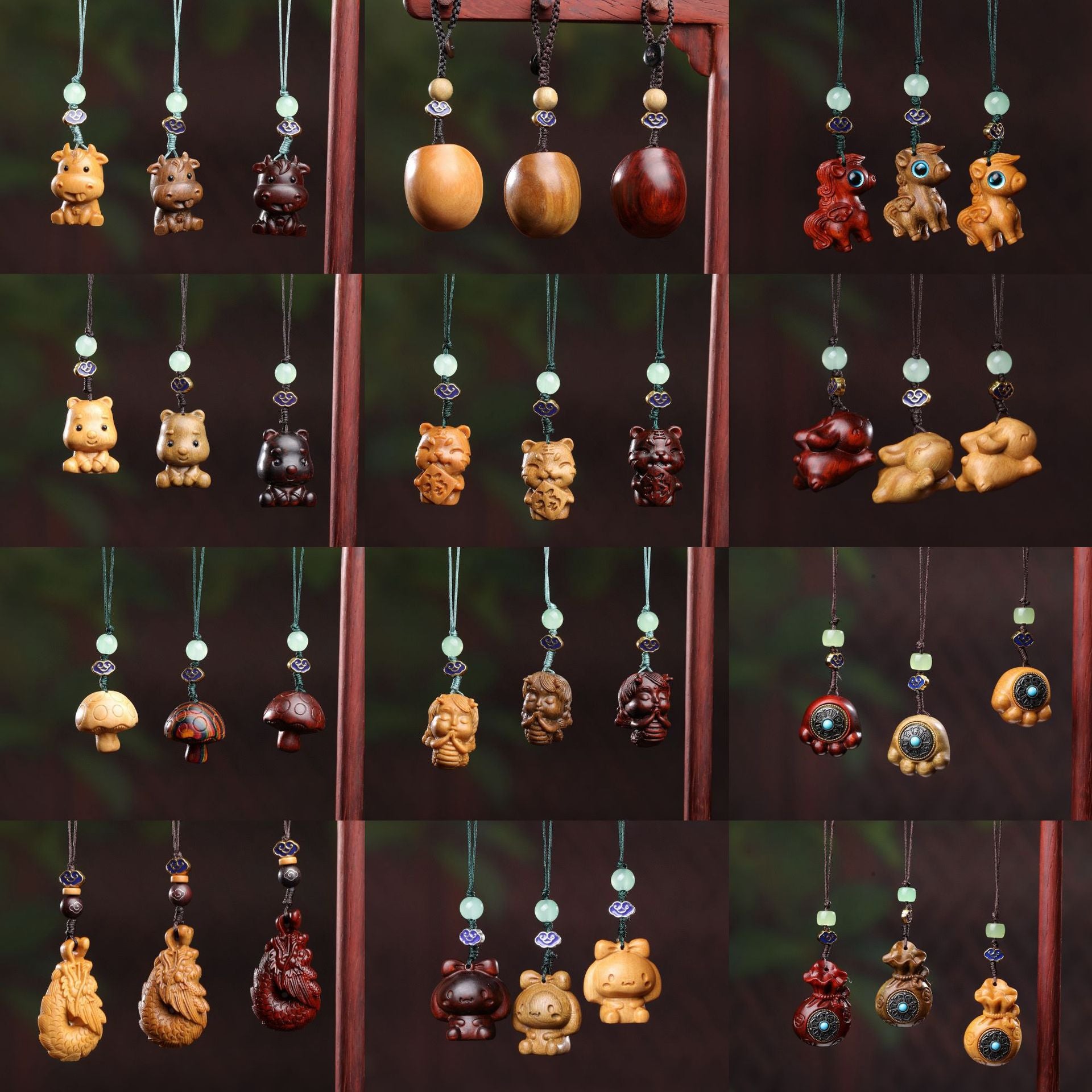 Cute Animal Wooden Phone Charm