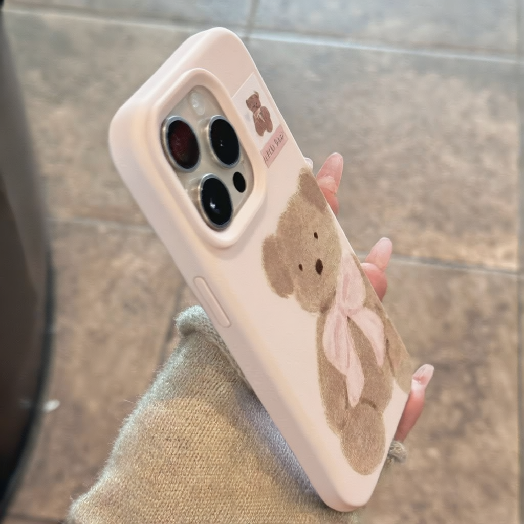 Cute Bean Paste Bow Bear Phone Case