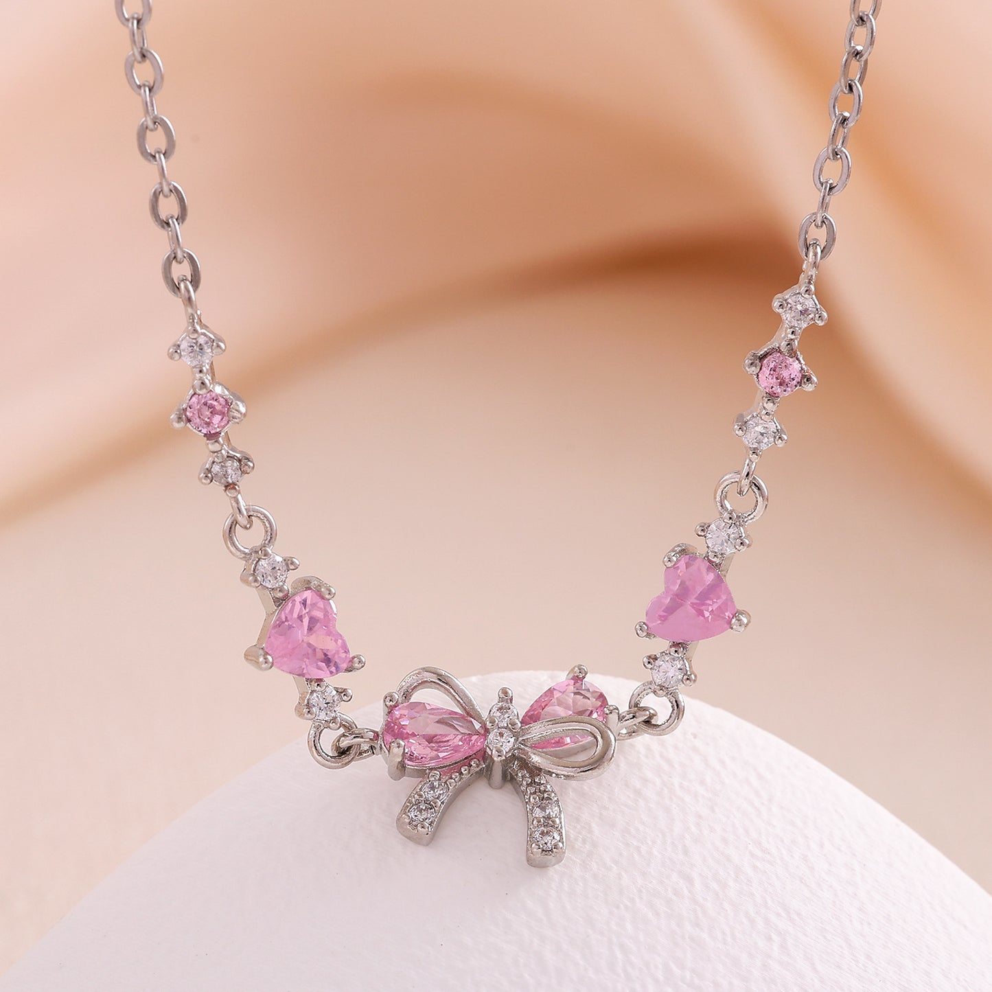 Cute Bow Heart Zircon Gold Plated Bracelet