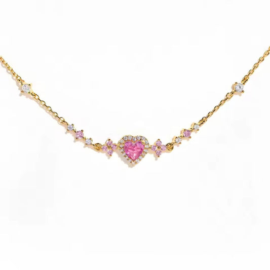 Cute Bow Heart Zircon Gold Plated Bracelet