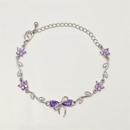 Cute Bow Heart Zircon Gold Plated Bracelet
