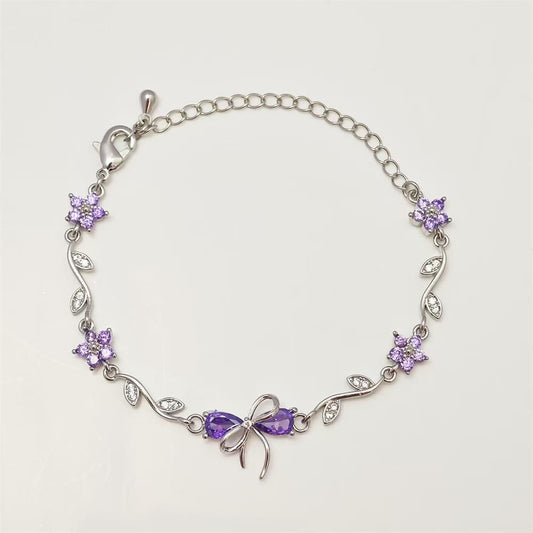 Cute Bow Heart Zircon Gold Plated Bracelet