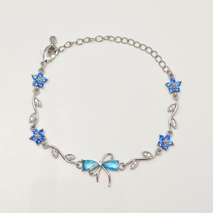 Cute Bow Heart Zircon Gold Plated Bracelet