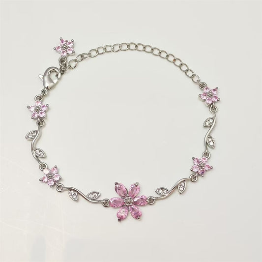 Cute Bow Heart Zircon Gold Plated Bracelet
