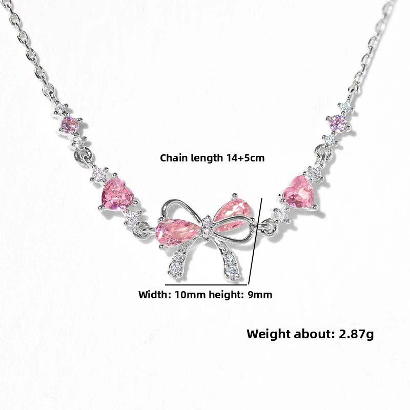 Cute Bow Heart Zircon Gold Plated Bracelet