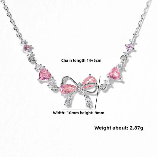 Cute Bow Heart Zircon Gold Plated Bracelet