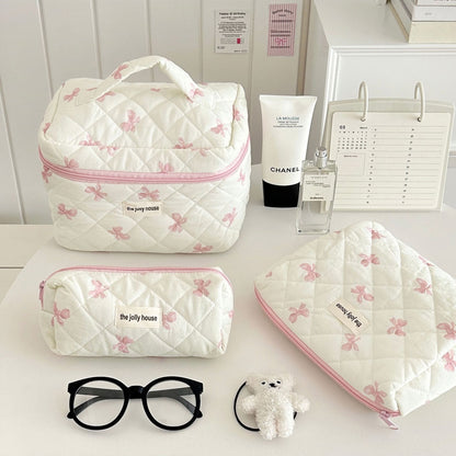 Cute Bow Makeup Bag Women Large Capacity Storage Pencil Case