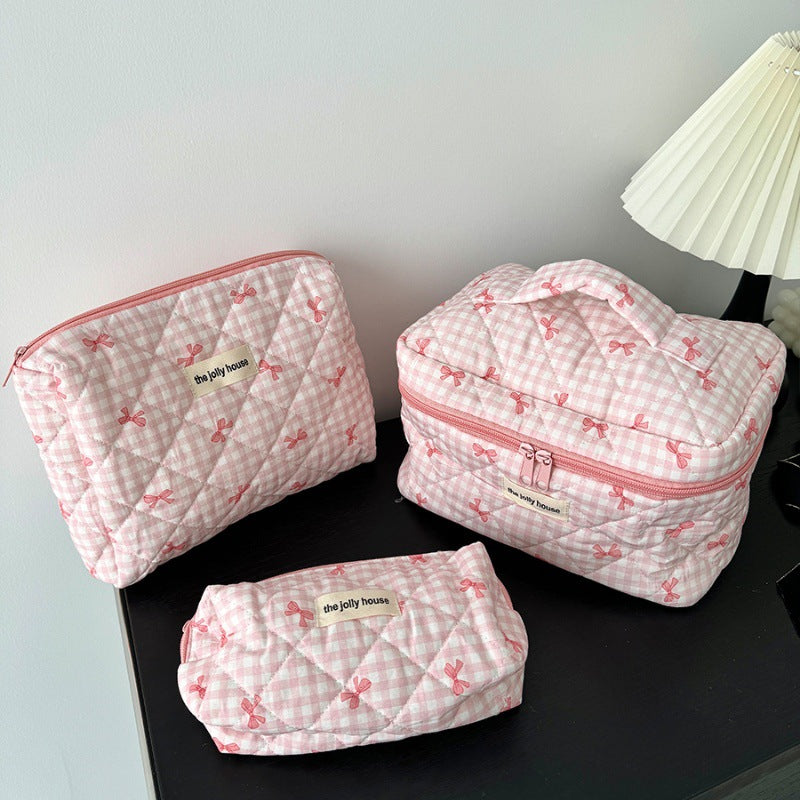 Cute Bow Makeup Bag Women Large Capacity Storage Pencil Case