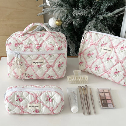 Cute Bow Makeup Bag Women Large Capacity Storage Pencil Case