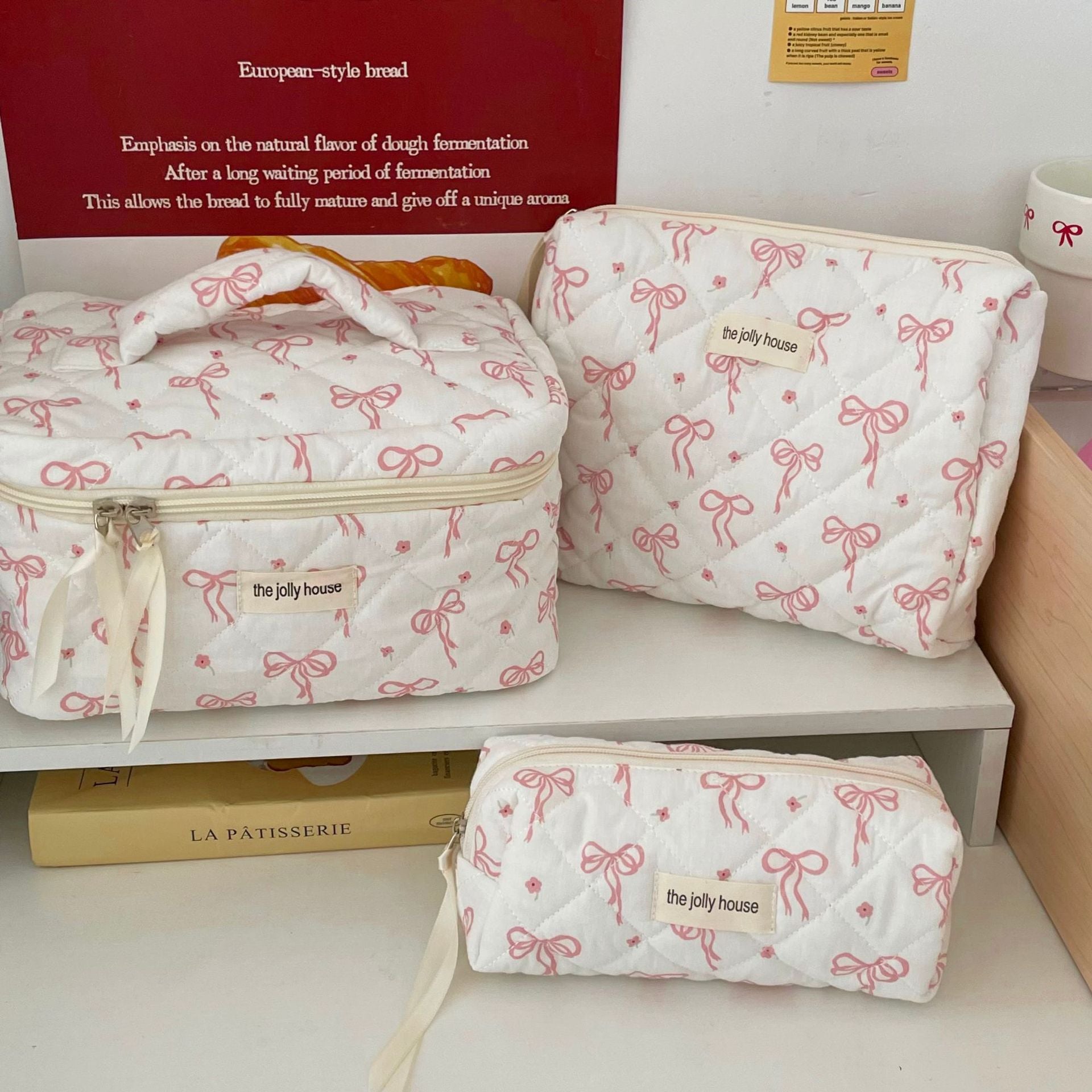 Cute Bow Makeup Bag Women Large Capacity Storage Pencil Case