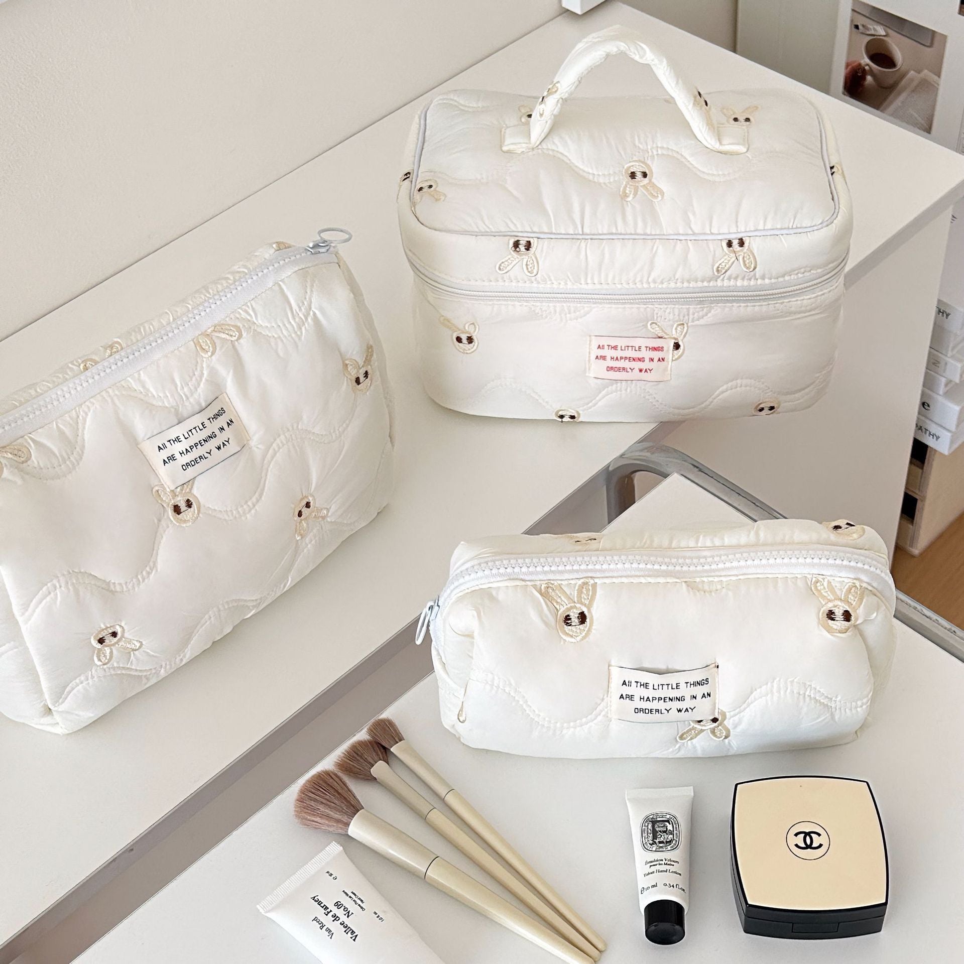 Cute Bow Makeup Bag Women Large Capacity Storage Pencil Case