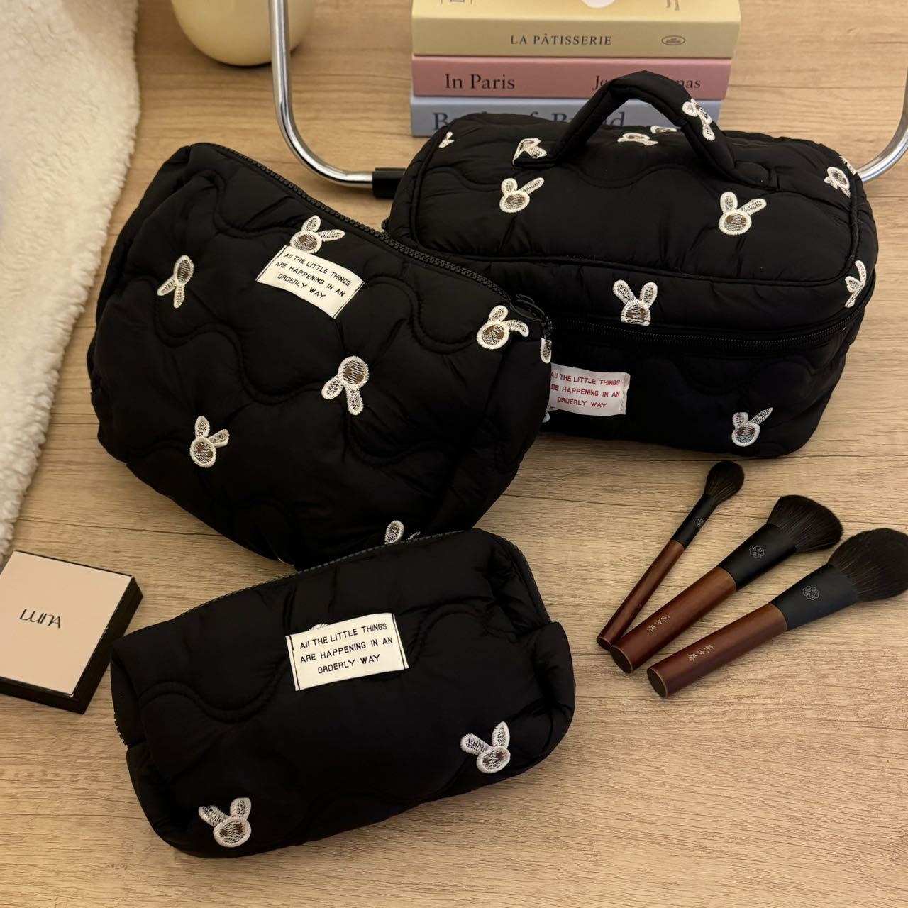 Cute Bow Makeup Bag Women Large Capacity Storage Pencil Case