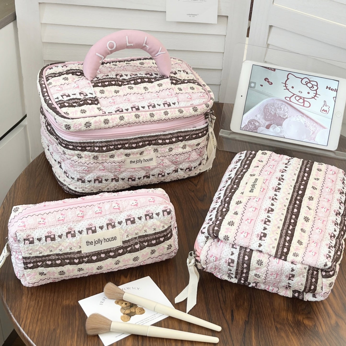 Cute Bow Makeup Bag Women Large Capacity Storage Pencil Case