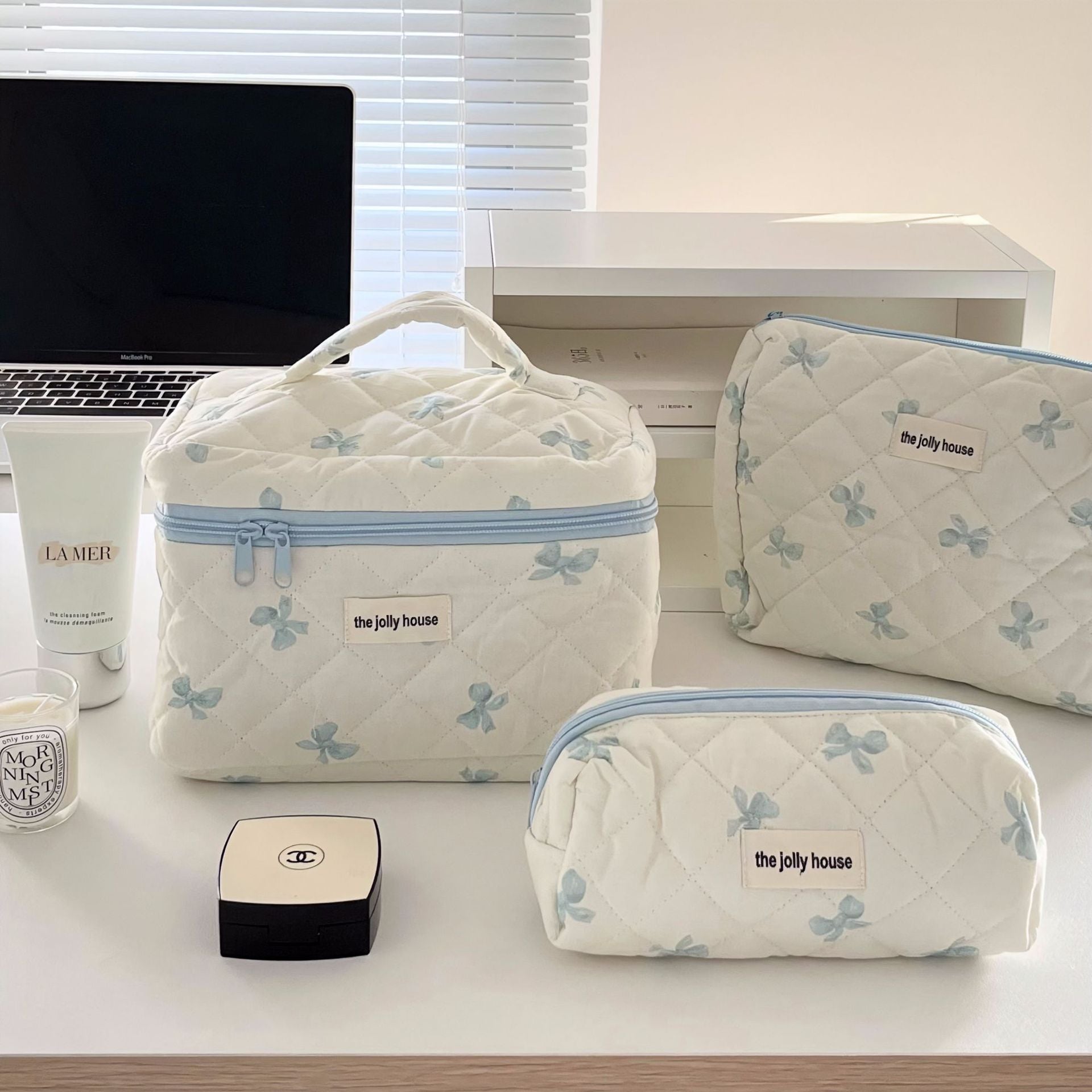 Cute Bow Makeup Bag Women Large Capacity Storage Pencil Case