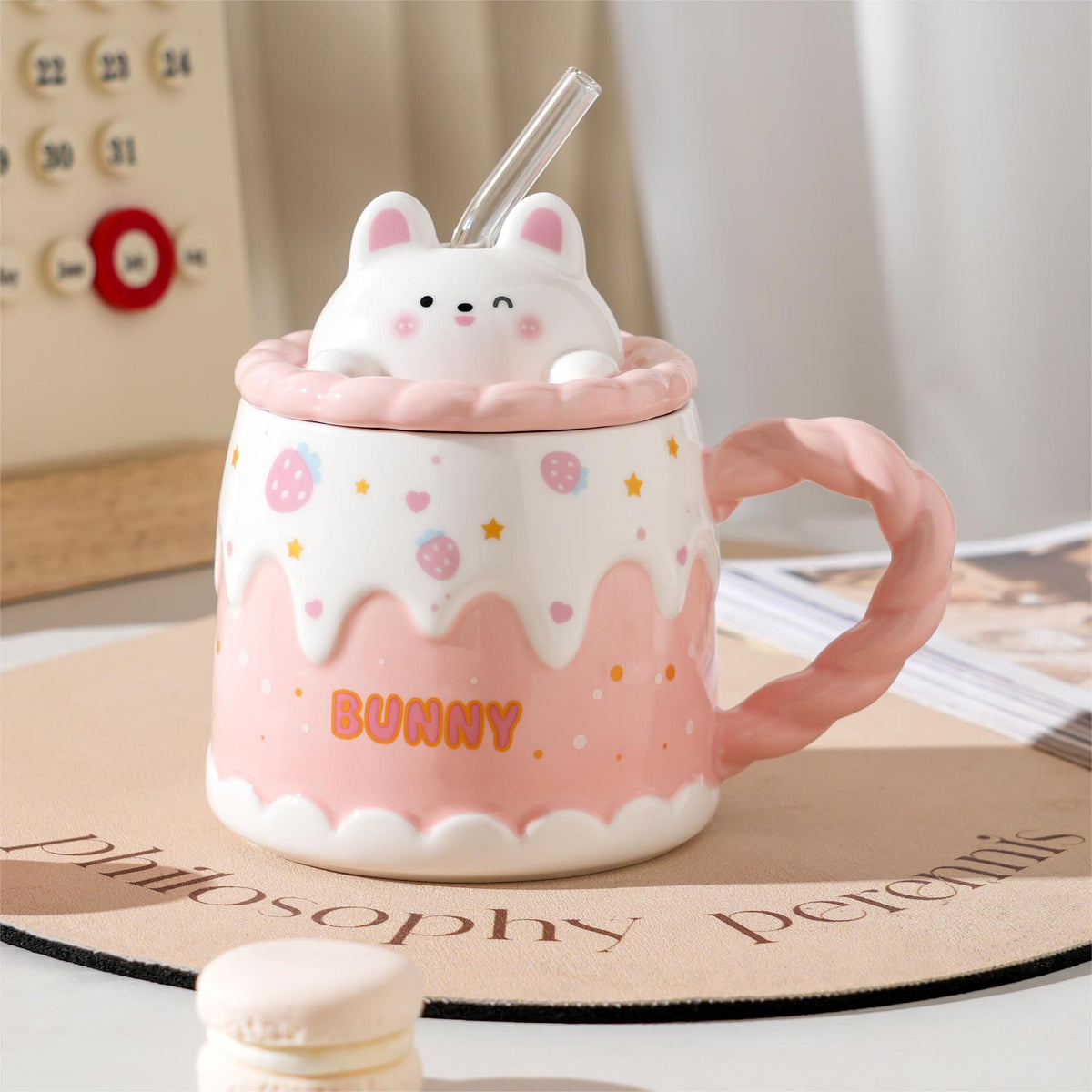 Cute candle cake mug