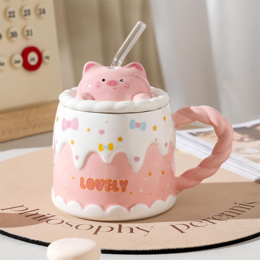 Cute candle cake mug